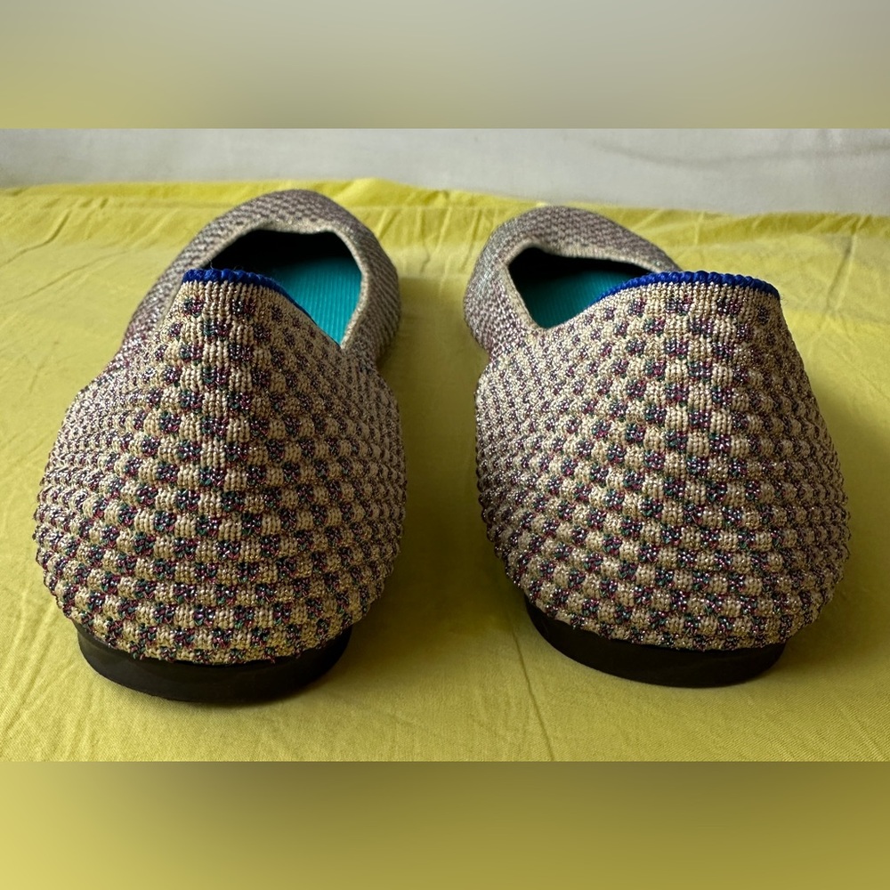 Rothy's Metalic Beige Pink Teal checkered Flats - Picture 2 of 4